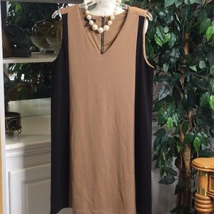 EUC Alfani 2Tone Black/Brown V-Neck Sheath Dress, 14